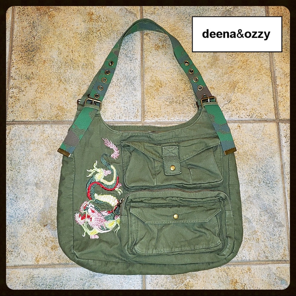 Deena & Ozzy Embroidered Army Bag